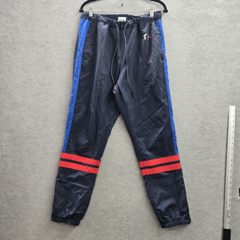 Tommy Hilfiger Men Activewear Pants M Navy Nylon Colorblock Coach Track